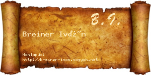 Breiner Iván névjegykártya